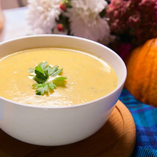 суп-пюре из тыквы с курицей со сливками