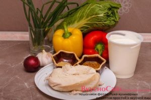 необходимые продукты для весеннего салата с пекинской капустой