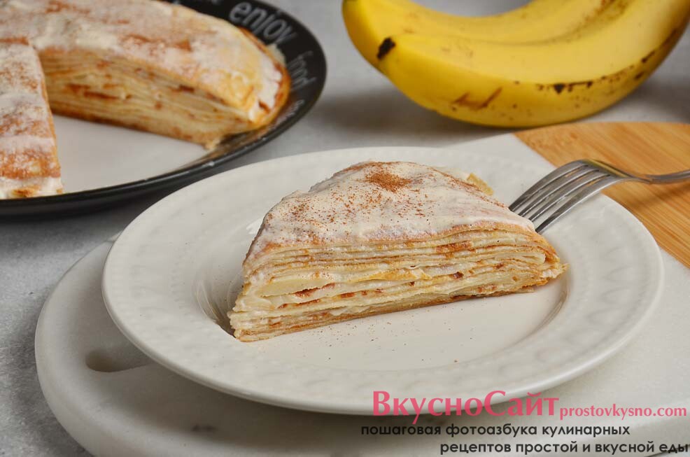 Блинный Торт Рецепт С Бананом Фото